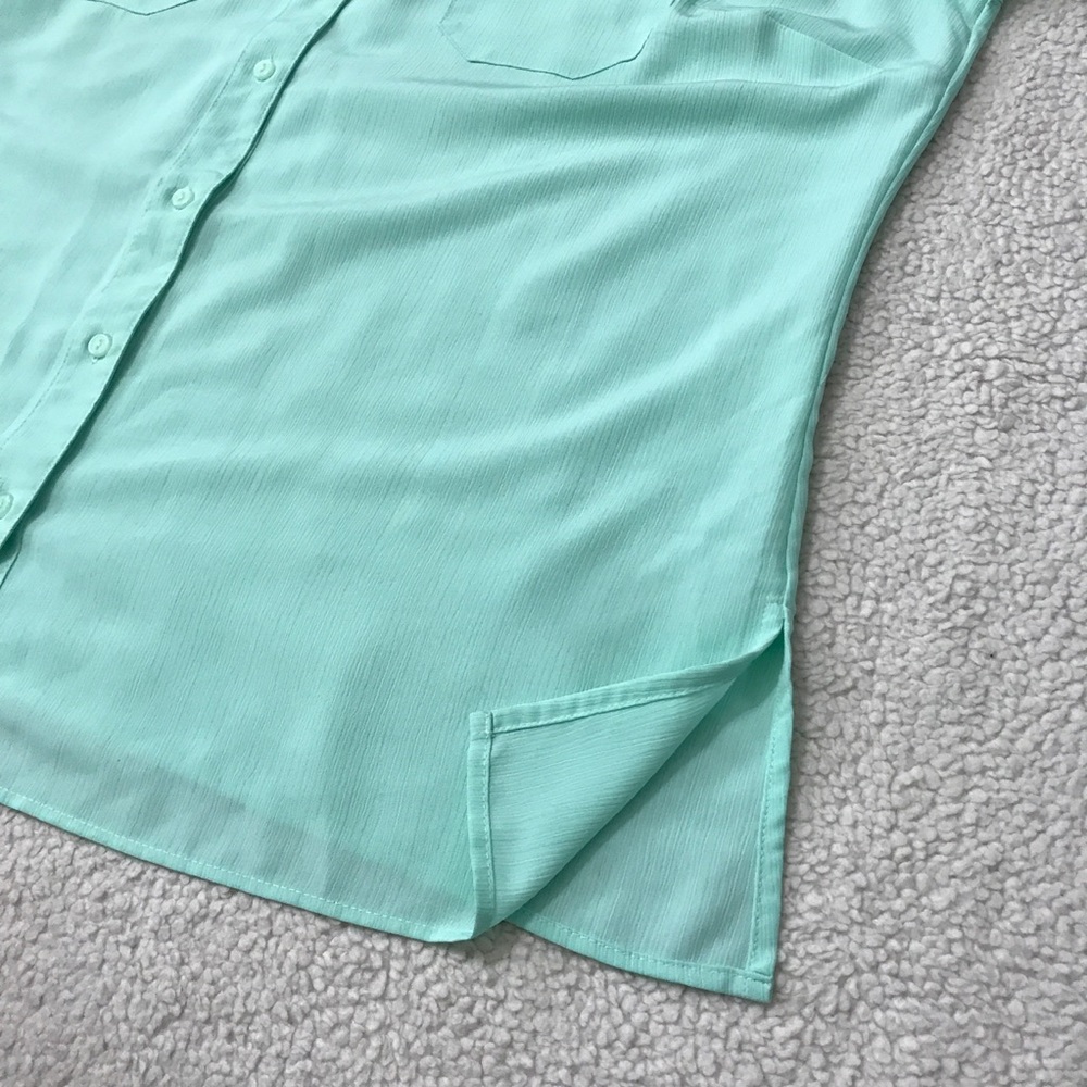 Mint Green Long Sleeve Top Button Down Blouse Pit to Pit 25" Size 2X 🚨 - Picture 9 of 13